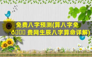 免费八字预测(算八字免 🐘 费网生辰八字算命详解)